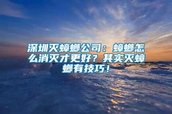 深圳滅蟑螂公司：蟑螂怎么消滅才更好？其實(shí)滅蟑螂有技巧！