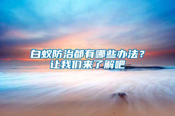 白蟻防治都有哪些辦法？讓我們來了解吧